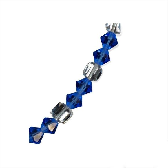 Austria Blue crystal + clear square crystal vintage sparkling necklace - Picture 4 of 8